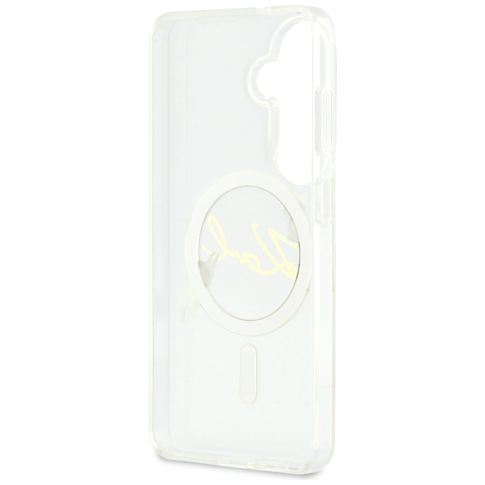 MagSafe-etui til Samsung Galaxy S26 S942, Karl Lagerfeld, IML Choupette Karl Script Logo, Hvid