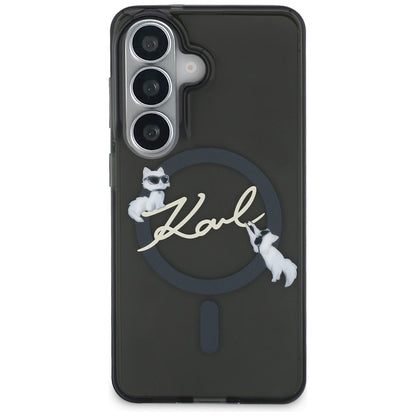 MagSafe-etui til Samsung Galaxy S26 S942, Karl Lagerfeld, IML Choupette Karl Script Logo, Sort