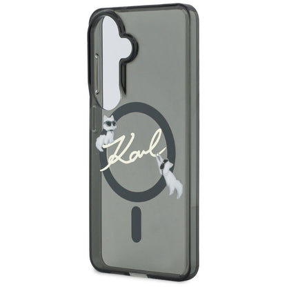 MagSafe-etui til Samsung Galaxy S26 S942, Karl Lagerfeld, IML Choupette Karl Script Logo, Sort