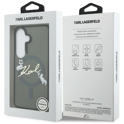 MagSafe-etui til Samsung Galaxy S26 S942, Karl Lagerfeld, IML Choupette Karl Script Logo, Sort