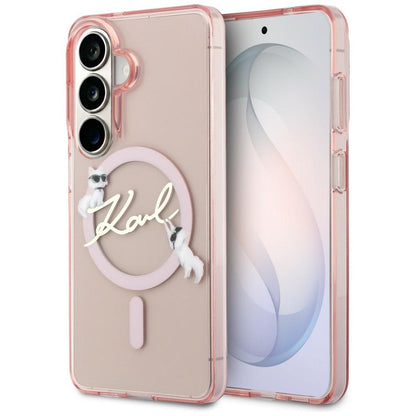 MagSafe-etui til Samsung Galaxy S26 S942, Karl Lagerfeld, IML Choupette Karl Script Logo, Lyserød