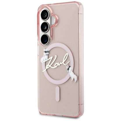 MagSafe-etui til Samsung Galaxy S26 S942, Karl Lagerfeld, IML Choupette Karl Script Logo, Lyserød