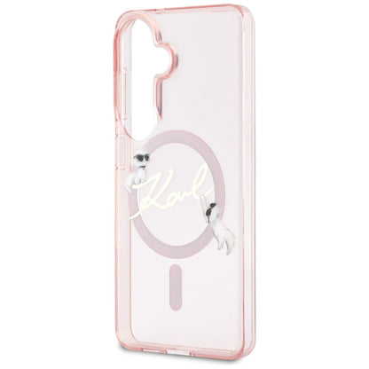 MagSafe-etui til Samsung Galaxy S26 S942, Karl Lagerfeld, IML Choupette Karl Script Logo, Lyserød
