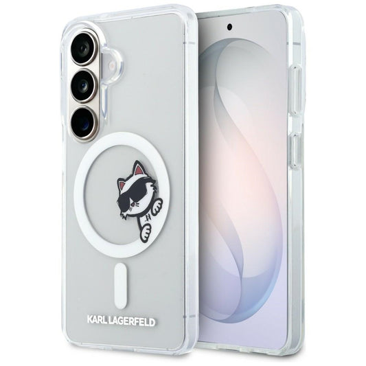 MagSafe-etui til Samsung Galaxy S26 S942, Karl Lagerfeld, IML Choupette Peekaboo Logo, Hvid
