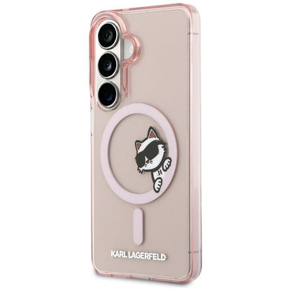 MagSafe cover til Samsung Galaxy S26 S942, Karl Lagerfeld, IML Choupette Peekaboo Logo, Pink