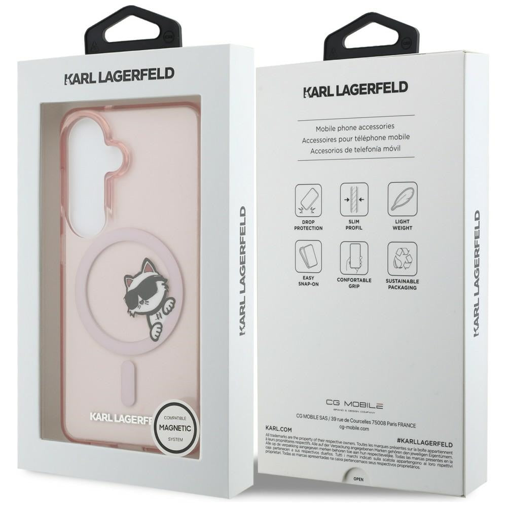MagSafe cover til Samsung Galaxy S26 S942, Karl Lagerfeld, IML Choupette Peekaboo Logo, Pink