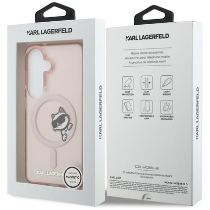 MagSafe cover til Samsung Galaxy S26 S942, Karl Lagerfeld, IML Choupette Peekaboo Logo, Pink