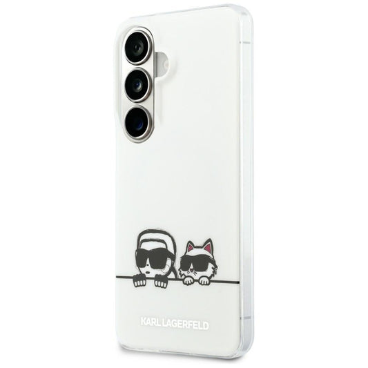MagSafe cover til Samsung Galaxy S26 S942, Karl Lagerfeld, IML Karl & Choupette Peekaboo Logo, Hvid