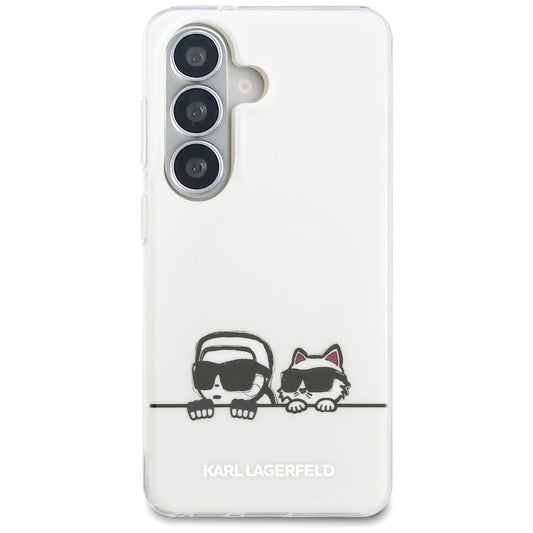 MagSafe cover til Samsung Galaxy S26 S942, Karl Lagerfeld, IML Karl & Choupette Peekaboo Logo, Hvid