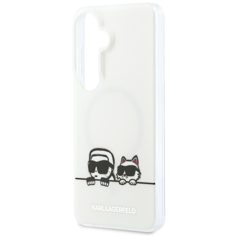 MagSafe Case for Samsung Galaxy S26 S942, Karl Lagerfeld, IML Karl & Choupette Peekaboo Logo, White