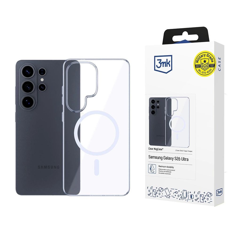 MagSafe cover til Samsung Galaxy S26 Ultra S948, 3MK, Clear MagCase, Gennemsigtig