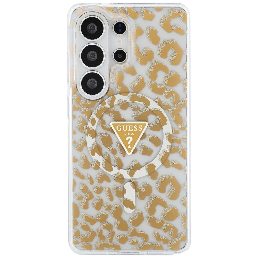 MagSafe Case for Samsung Galaxy S26 Ultra S948, Guess, IML Leopard Pattern, Brown