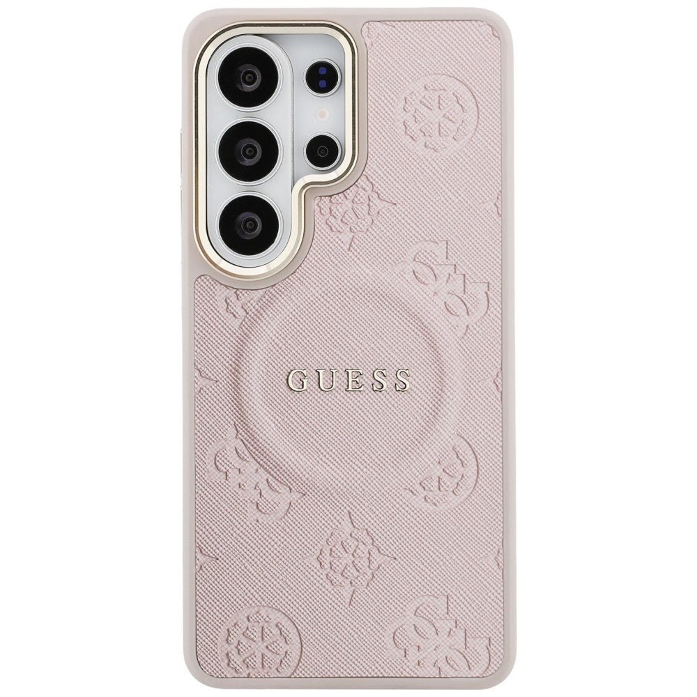 MagSafe-etui til Samsung Galaxy S26 Ultra S948, Guess, Saffiano Peony Præget Ring, Pink