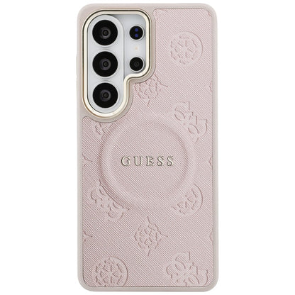 MagSafe-etui til Samsung Galaxy S26 Ultra S948, Guess, Saffiano Peony Præget Ring, Pink