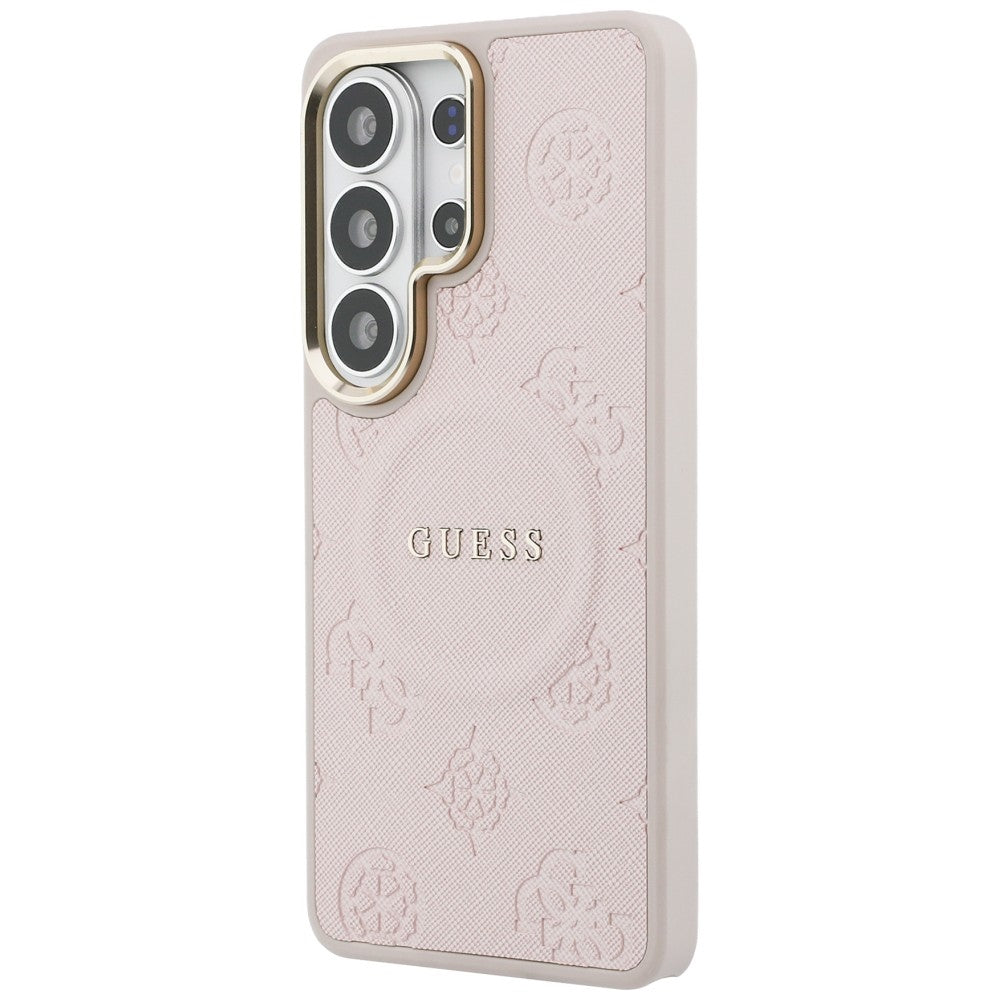 MagSafe-etui til Samsung Galaxy S26 Ultra S948, Guess, Saffiano Peony Præget Ring, Pink