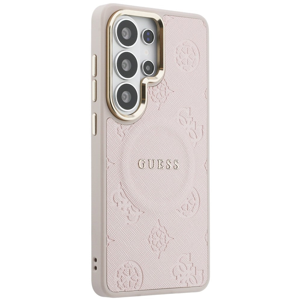 MagSafe-etui til Samsung Galaxy S26 Ultra S948, Guess, Saffiano Peony Præget Ring, Pink