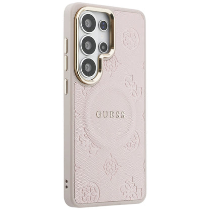 MagSafe-etui til Samsung Galaxy S26 Ultra S948, Guess, Saffiano Peony Præget Ring, Pink