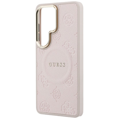 MagSafe-etui til Samsung Galaxy S26 Ultra S948, Guess, Saffiano Peony Præget Ring, Pink
