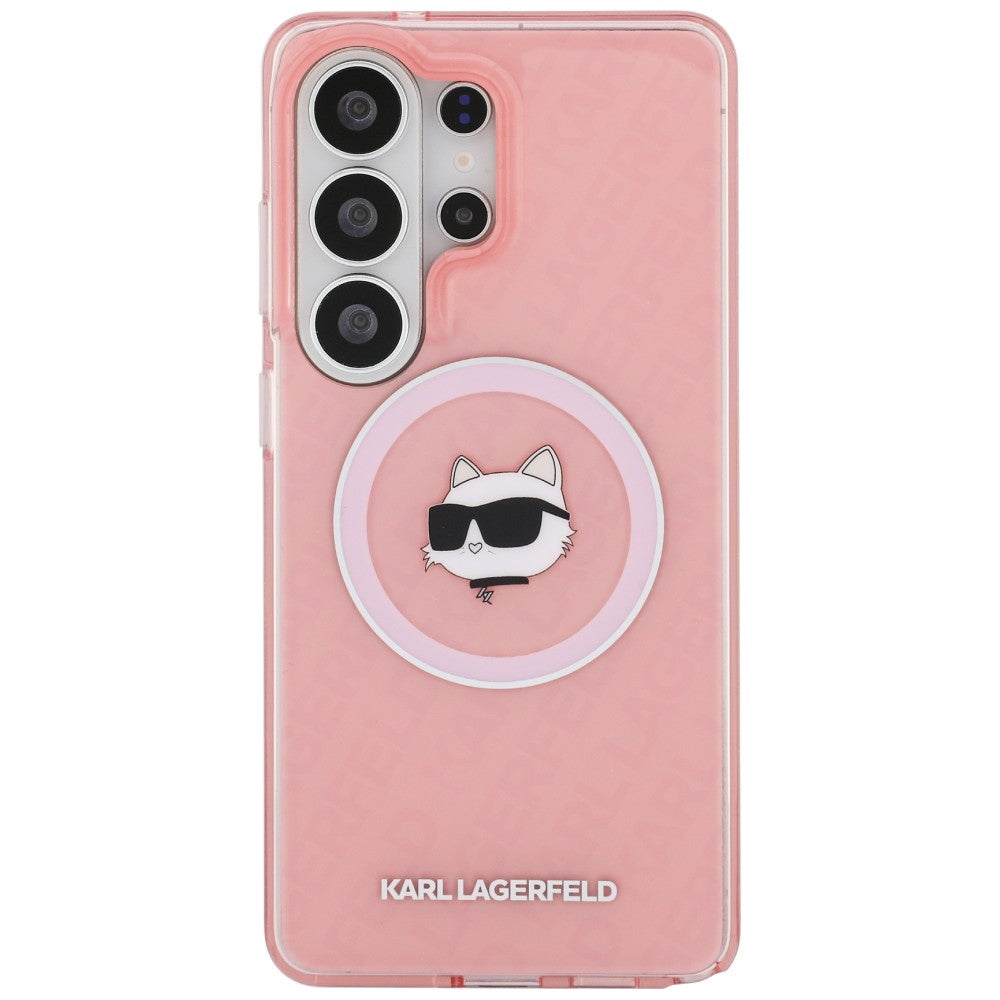 MagSafe cover til Samsung Galaxy S26 Ultra S948, Karl Lagerfeld, IML Choupette Head on KL Repeated Logo, Pink