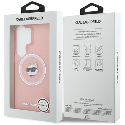 MagSafe cover til Samsung Galaxy S26 Ultra S948, Karl Lagerfeld, IML Choupette Head on KL Repeated Logo, Pink