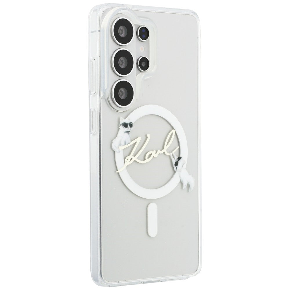 MagSafe cover til Samsung Galaxy S26 Ultra S948, Karl Lagerfeld, IML Choupette Karl Script Logo, Hvid.