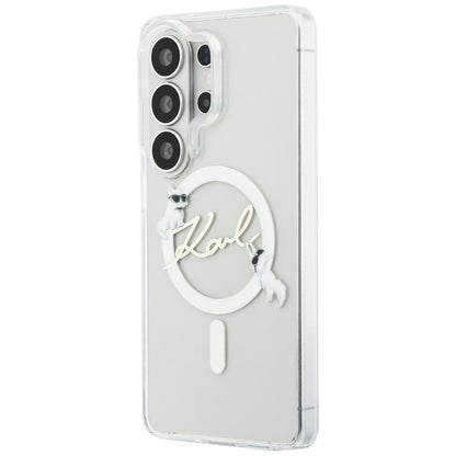 MagSafe cover til Samsung Galaxy S26 Ultra S948, Karl Lagerfeld, IML Choupette Karl Script Logo, Hvid.