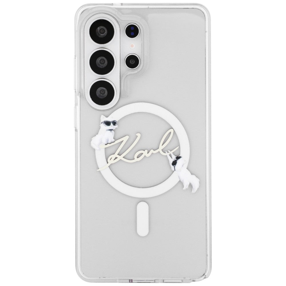 MagSafe cover til Samsung Galaxy S26 Ultra S948, Karl Lagerfeld, IML Choupette Karl Script Logo, Hvid.