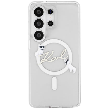 MagSafe cover til Samsung Galaxy S26 Ultra S948, Karl Lagerfeld, IML Choupette Karl Script Logo, Hvid.