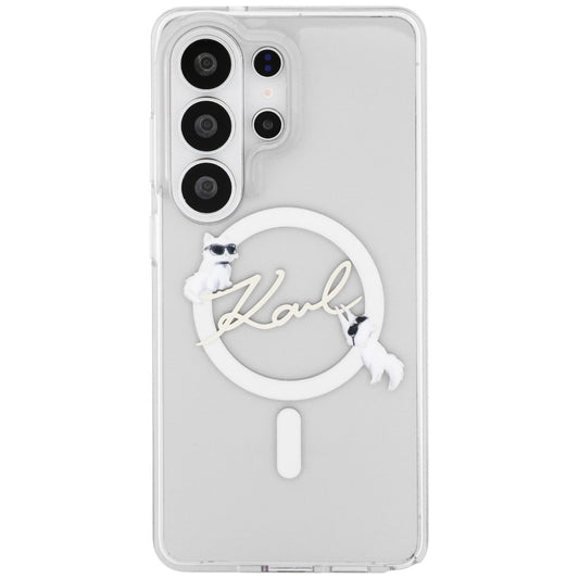 MagSafe cover til Samsung Galaxy S26 Ultra S948, Karl Lagerfeld, IML Choupette Karl Script Logo, Hvid.