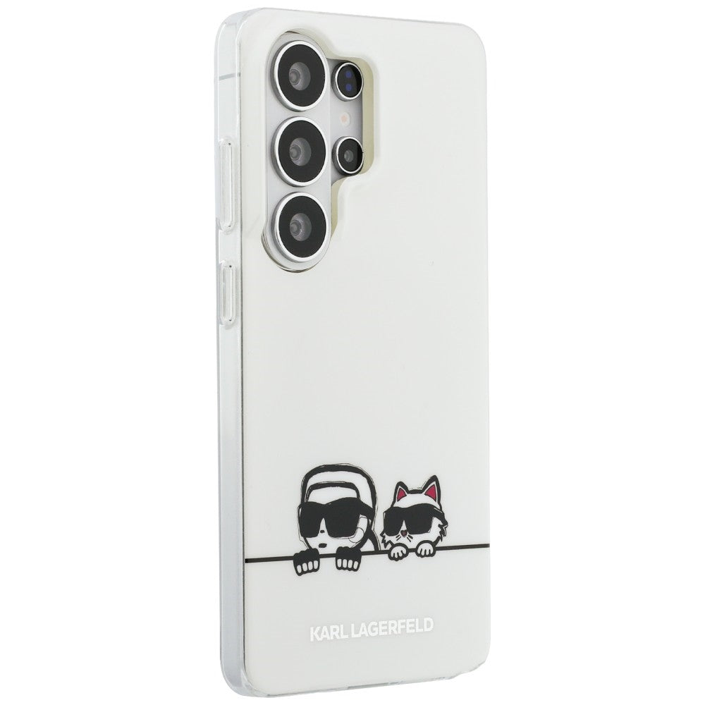 MagSafe Case for Samsung Galaxy S26 Ultra S948, Karl Lagerfeld, IML Karl & Choupette Peekaboo Logo, White