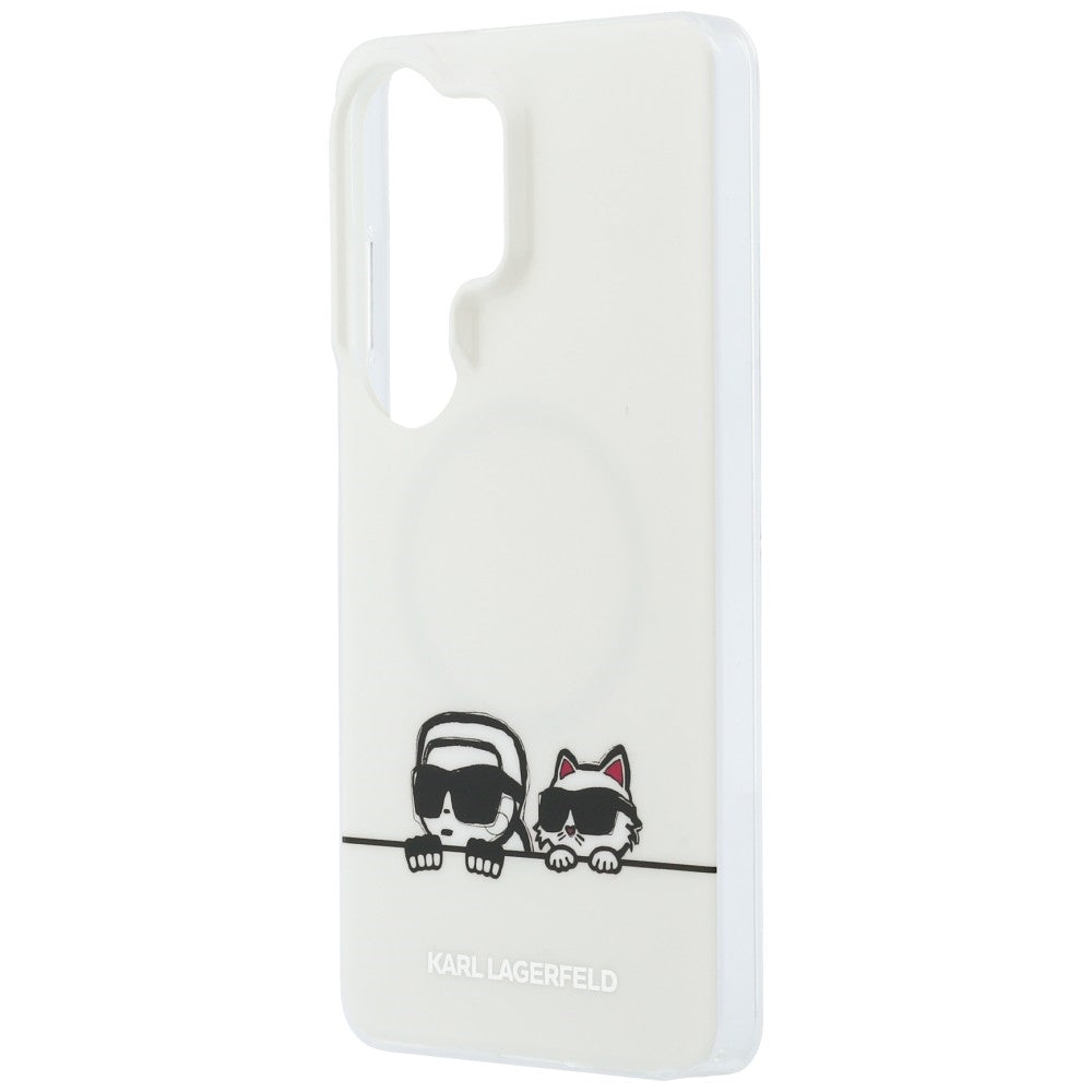 MagSafe Case for Samsung Galaxy S26 Ultra S948, Karl Lagerfeld, IML Karl & Choupette Peekaboo Logo, White