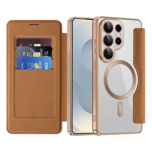 MagSafe cover til Samsung Galaxy S26 Ultra, Techsuit, SmartMag Book, Brun