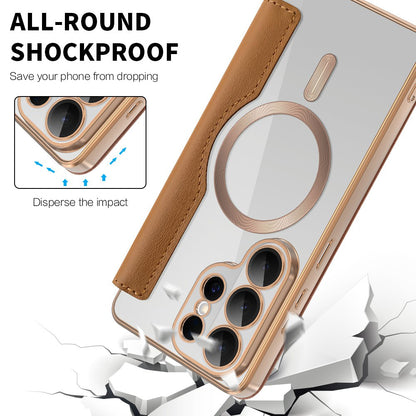 MagSafe Case for Samsung Galaxy S26 Ultra, Techsuit, SmartMag Book, Brown