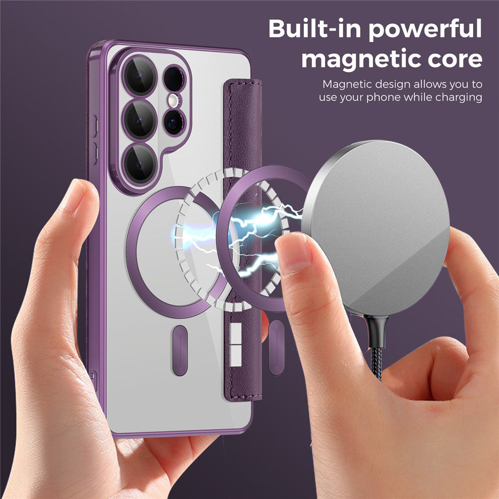 MagSafe cover til Samsung Galaxy S26 Ultra, Techsuit, SmartMag Book, Lilla