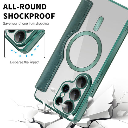 MagSafe Case for Samsung Galaxy S26 Ultra, Techsuit, SmartMag Book, Green