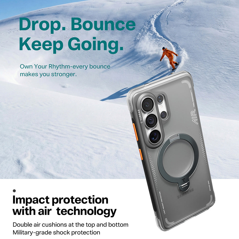 MagSafe Case for Samsung Galaxy S26 Ultra S948, Torras, Ostand Spin Air, Gray