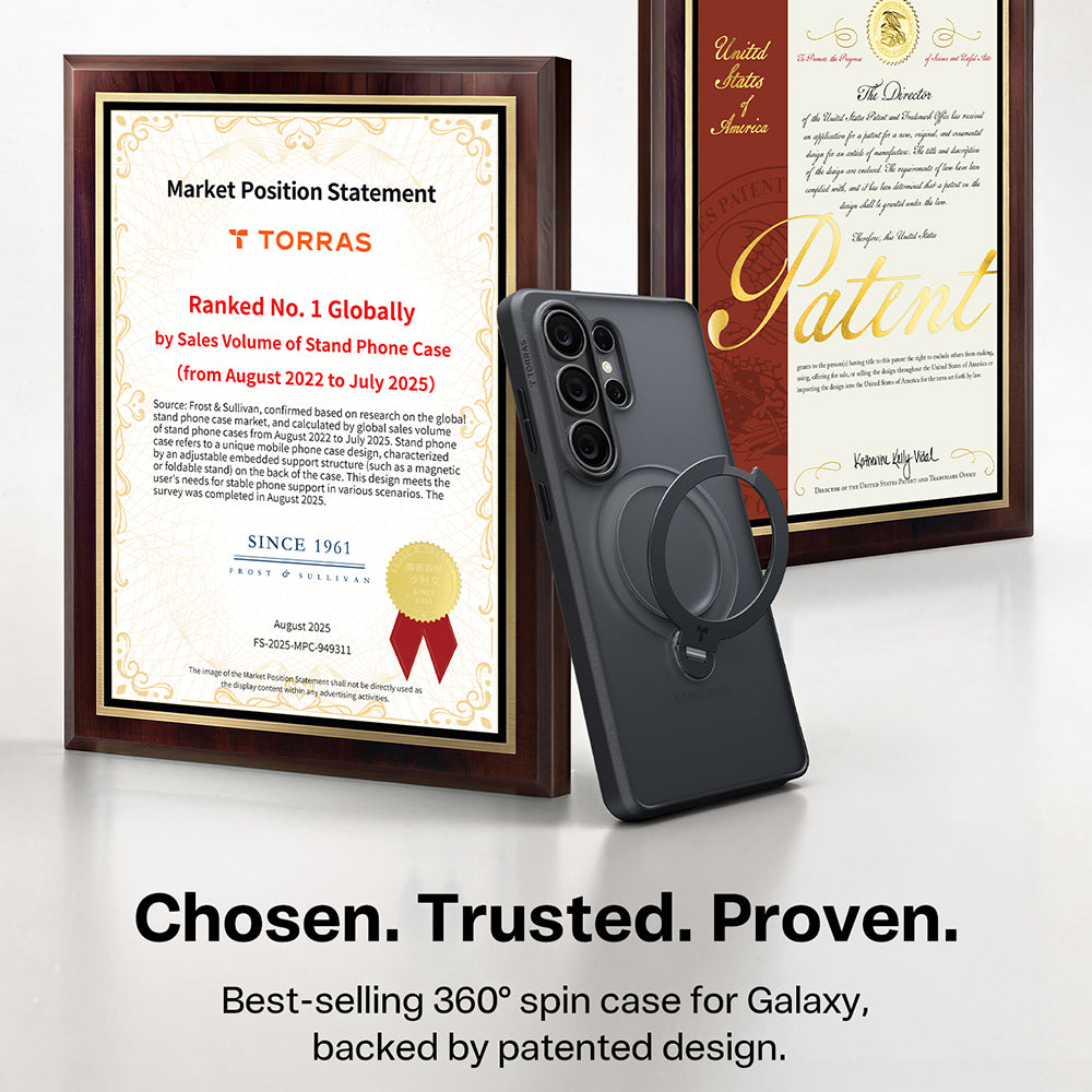 MagSafe cover til Samsung Galaxy S26 Ultra, Torras, Ostand Spin, Sort