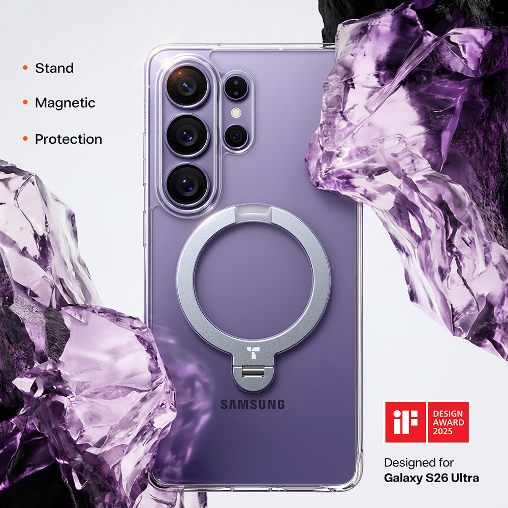 MagSafe cover til Samsung Galaxy S26 Ultra, Torras, Ostand Spin, Gennemsigtig