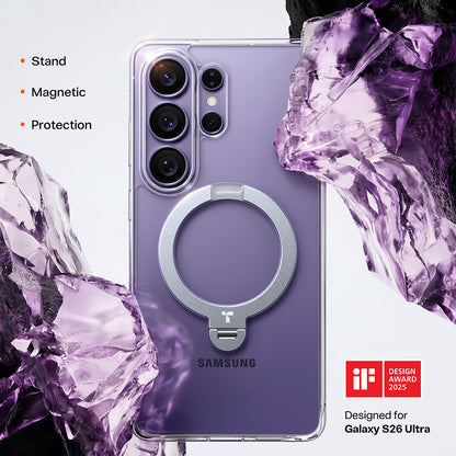 MagSafe cover til Samsung Galaxy S26 Ultra, Torras, Ostand Spin, Gennemsigtig