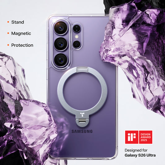 MagSafe cover til Samsung Galaxy S26 Ultra, Torras, Ostand Spin, Gennemsigtig