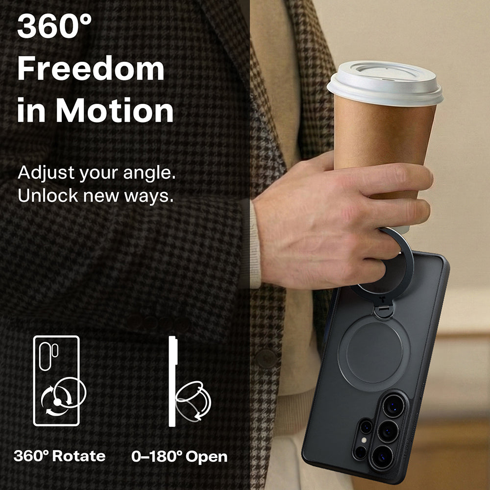 MagSafe cover til Samsung Galaxy S26 Ultra, Torras, Ostand Spin, Gennemsigtig