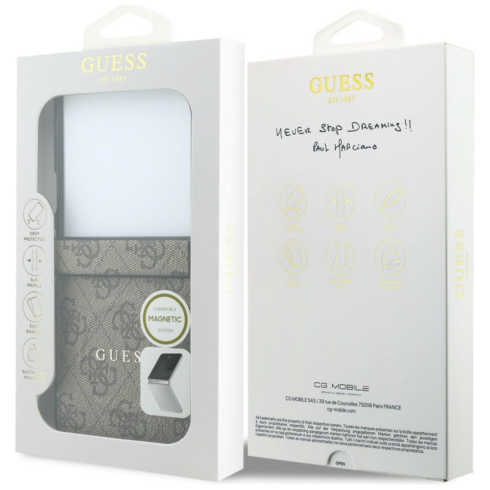 MagSafe-etui til Samsung Galaxy Z Flip8 F776, Guess, 4G Leather Classic, Brun