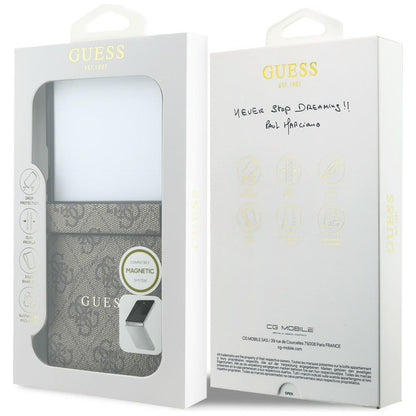 MagSafe-etui til Samsung Galaxy Z Flip8 F776, Guess, 4G Leather Classic, Brun