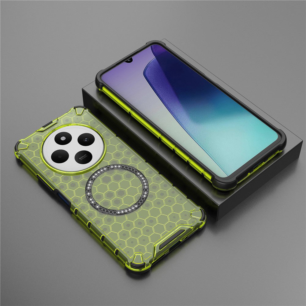 MagSafe-etui til Xiaomi Poco C75 / Redmi 14C, Techsuit, HoneyComb Shield, Grøn