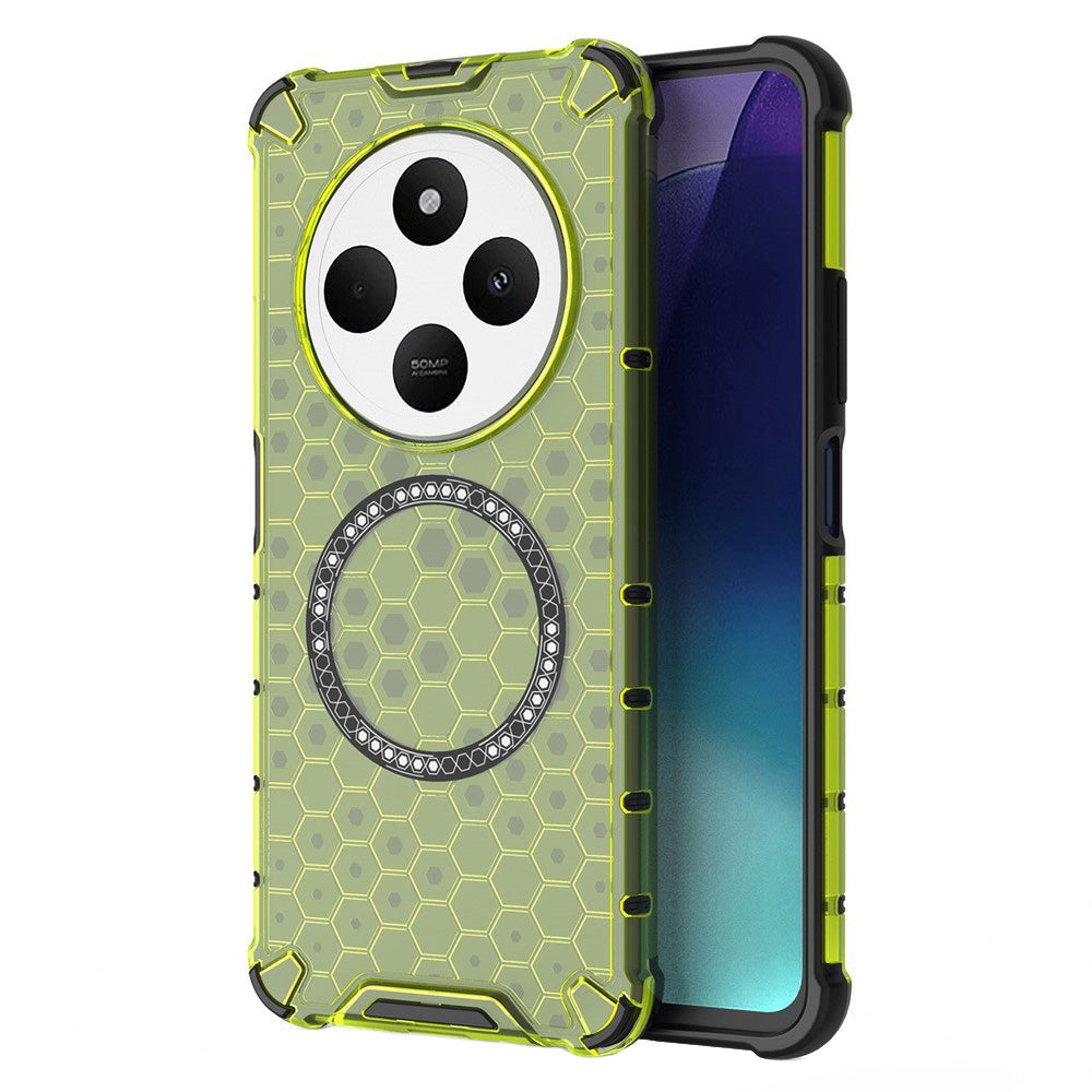 MagSafe-etui til Xiaomi Poco C75 / Redmi 14C, Techsuit, HoneyComb Shield, Grøn