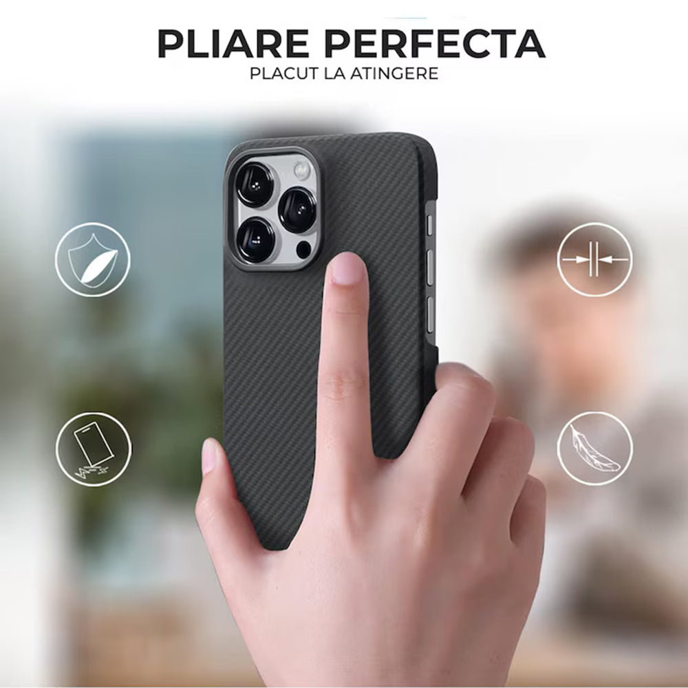 MagSafe cover til Apple iPhone 17 Pro, Techsuit Aramid Fiber, Sort