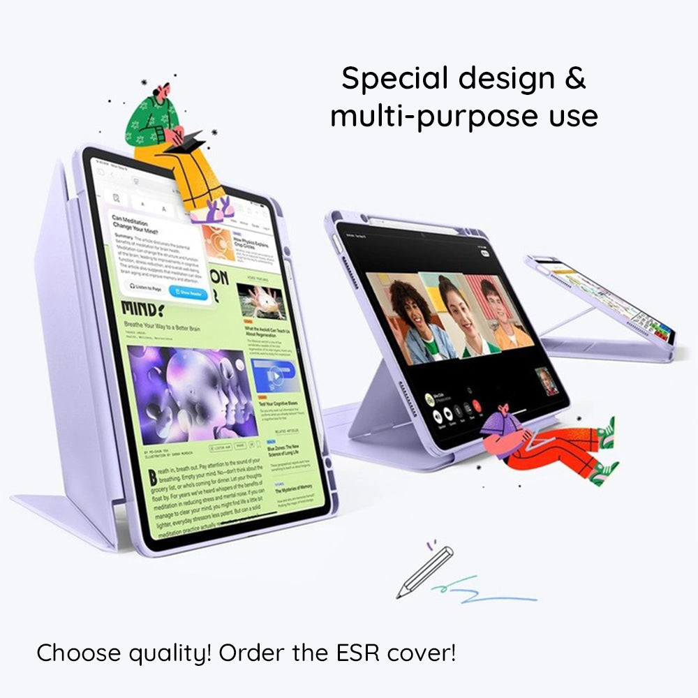 Etui til Apple iPad (2025) / (2022), ESR, Flip Hybrid med blyantholder, Grøn