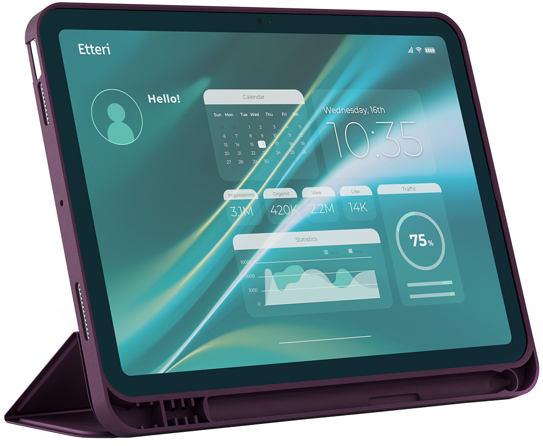 Etui til Apple iPad (2026) / (2025) / (2022), Etteri, bordeauxrød