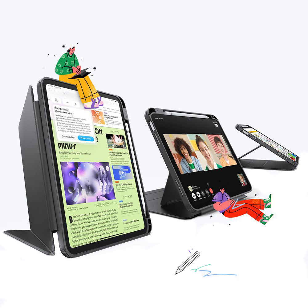 Cover til Apple iPad (2025) / (2022), ESR, Flip Hybrid, Sort, Genforseglet