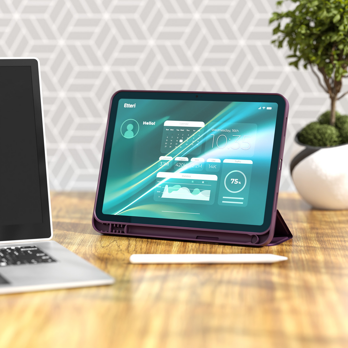 Etui til Apple iPad (2026) / (2025) / (2022), Etteri, bordeauxrød